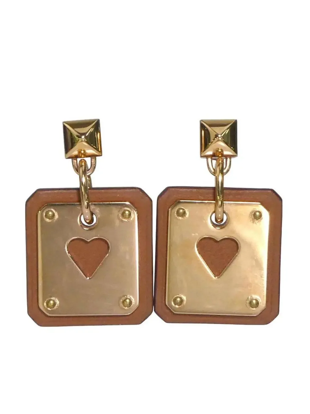 Auth Hermes As De Coeur Pierce Earrings #302818H36B